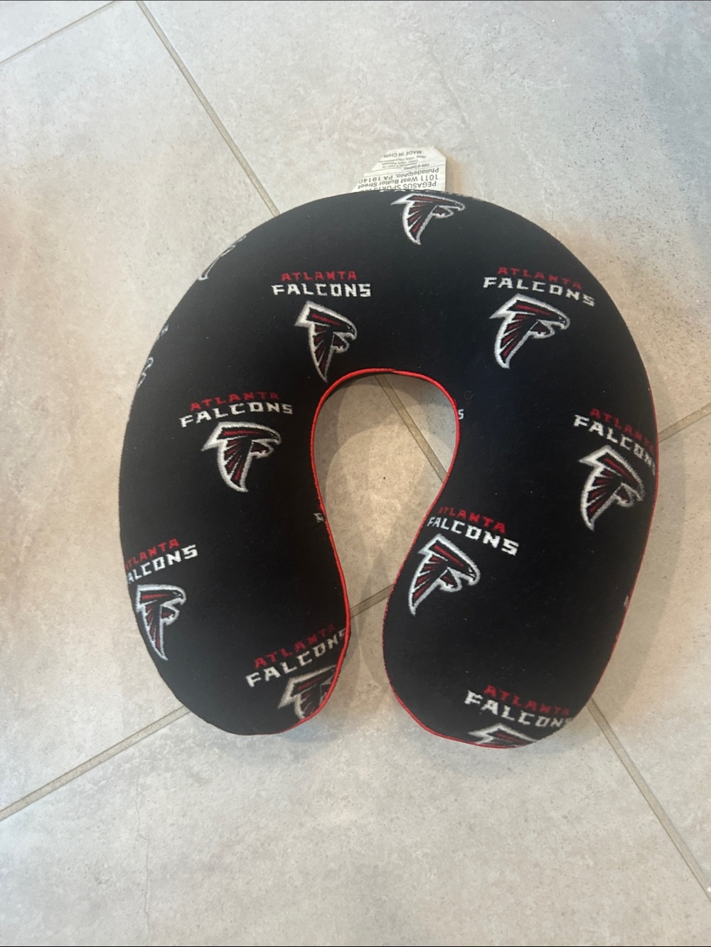 Atlanta Falcons U-Shaped Travel Neck Pillow with Red Piping